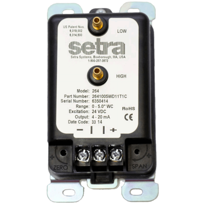 Setra Low Differential Pressure Transducer, Model 264